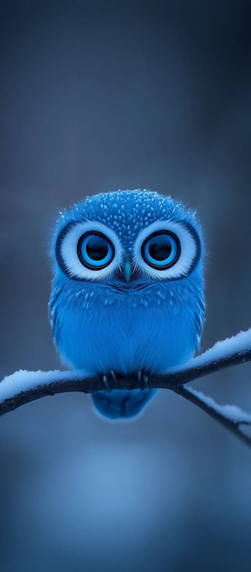 Cute Blue Owl 4K Wallpaper Winter Snow Aesthetic - Cute wallpaper - 4K