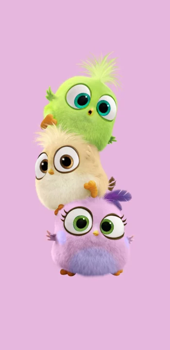 Cute Cartoon Birds Stack Pastel Wallpaper