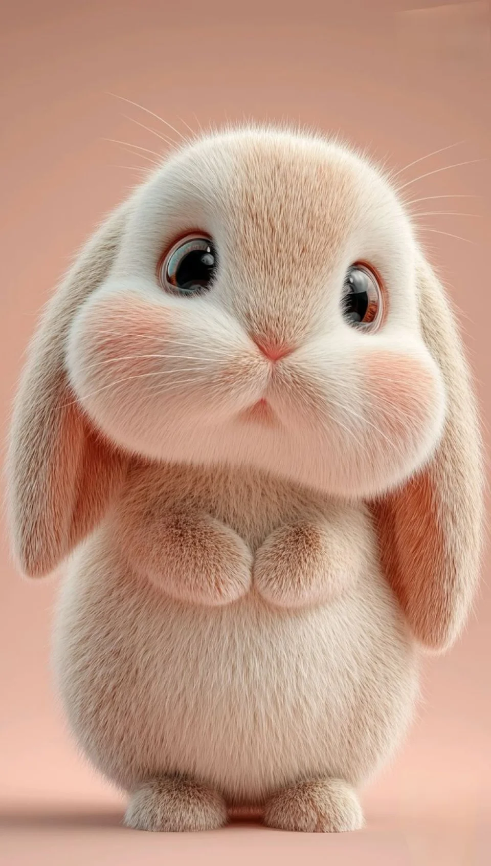 Cute Fluffy Beige Bunny 4K Wallpaper Close Up Aesthetic - Cute wallpaper - 4K