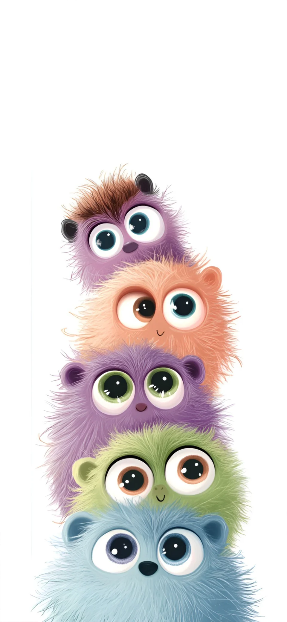 Cute Fluffy Monster Stack Wallpaper 4K Cartoon Furball Mobile... - Cute wallpaper - 4K