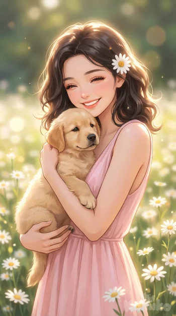 Cute Girl and Puppy ❤
