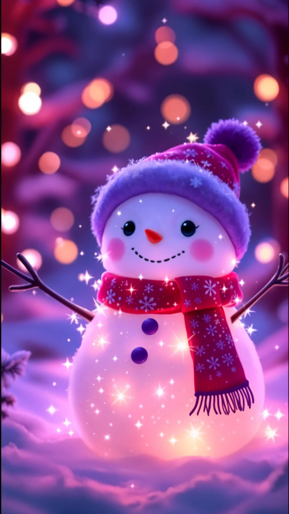 Cute Glowing Snowman Christmas Wallpaper - Celebrations wallpaper - 4K