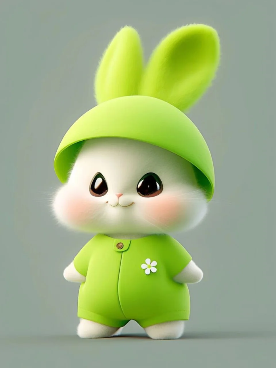 Cute Green Bunny 4K Wallpaper 3d Cartoon Aesthetic - Cute wallpaper - 4K