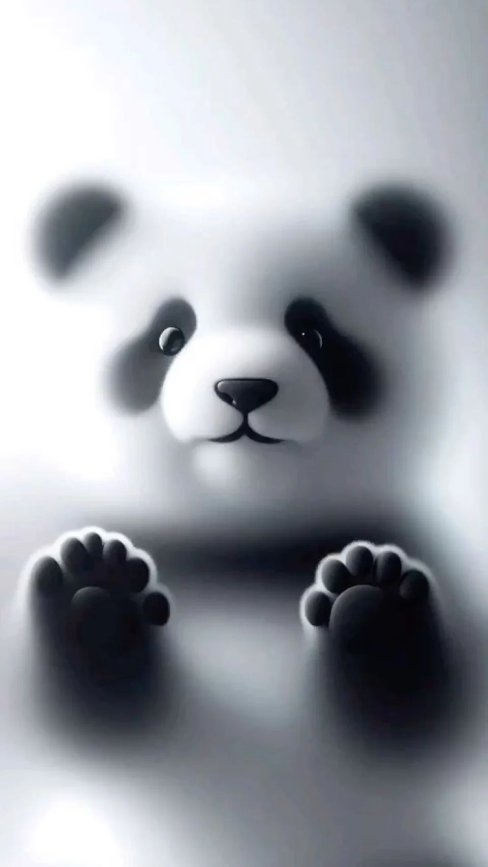 Cute Panda Frosted Glass 4K Wallpaper Trapped Screen Aesthetic - Cute wallpaper - 4K