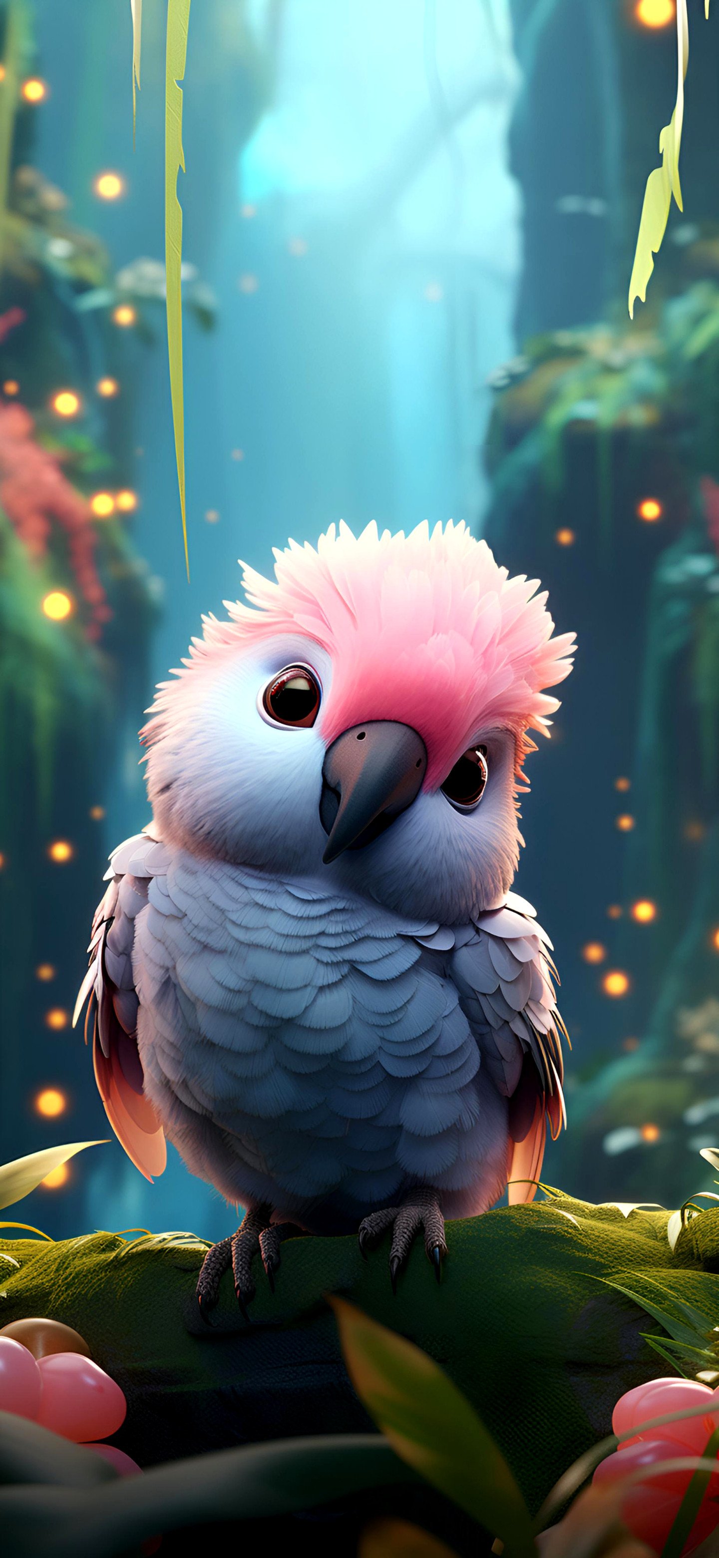 Cute Pink Cockatoo Fantasy 4K Wallpaper - Birds wallpaper - 4K