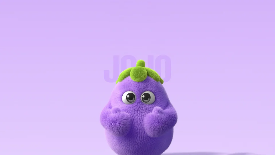 Cute Purple Eggplant Character 4K Wallpaper Fluffy & Thumbs Up... - Cute wallpaper - 4K