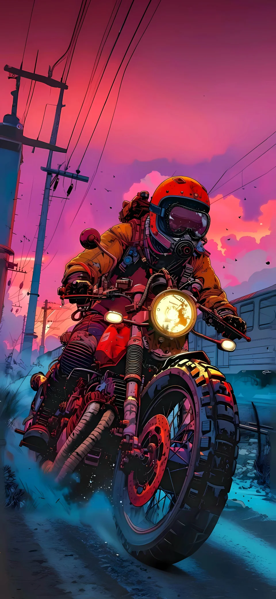 Cyberpunk Biker Wallpaper 4K Neon Rider Motorcycle Art Dark City - Bikes wallpaper - 4K