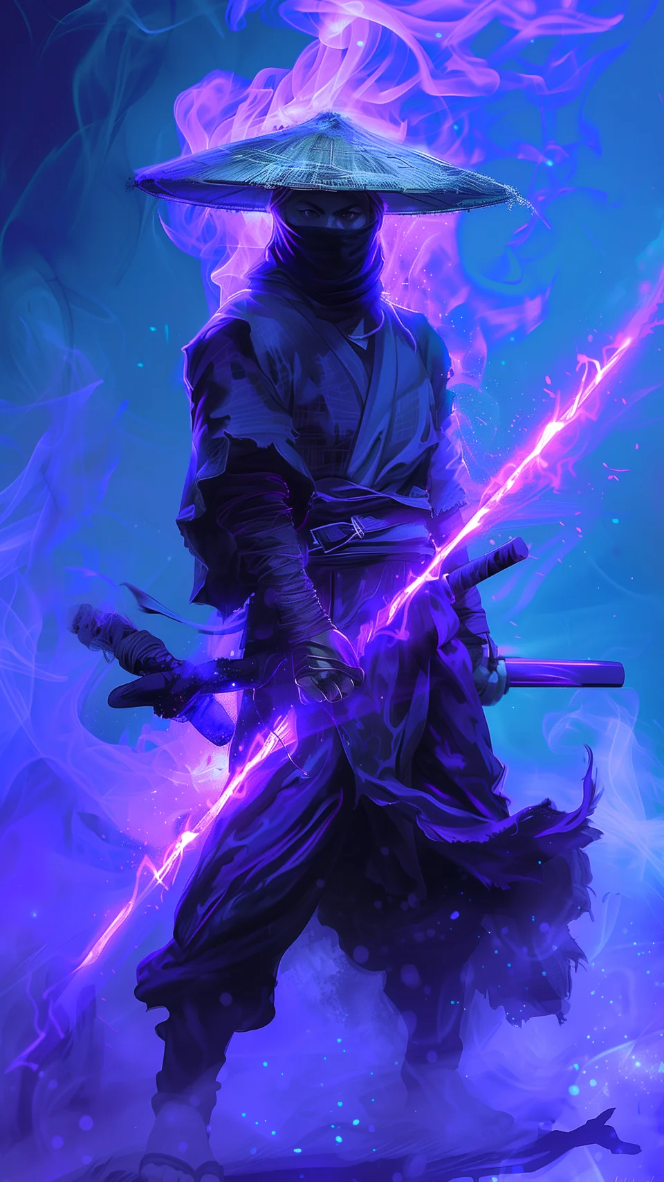 Cyberpunk Ninja With Glowing Blade Wallpaper - Artist wallpaper - 4K