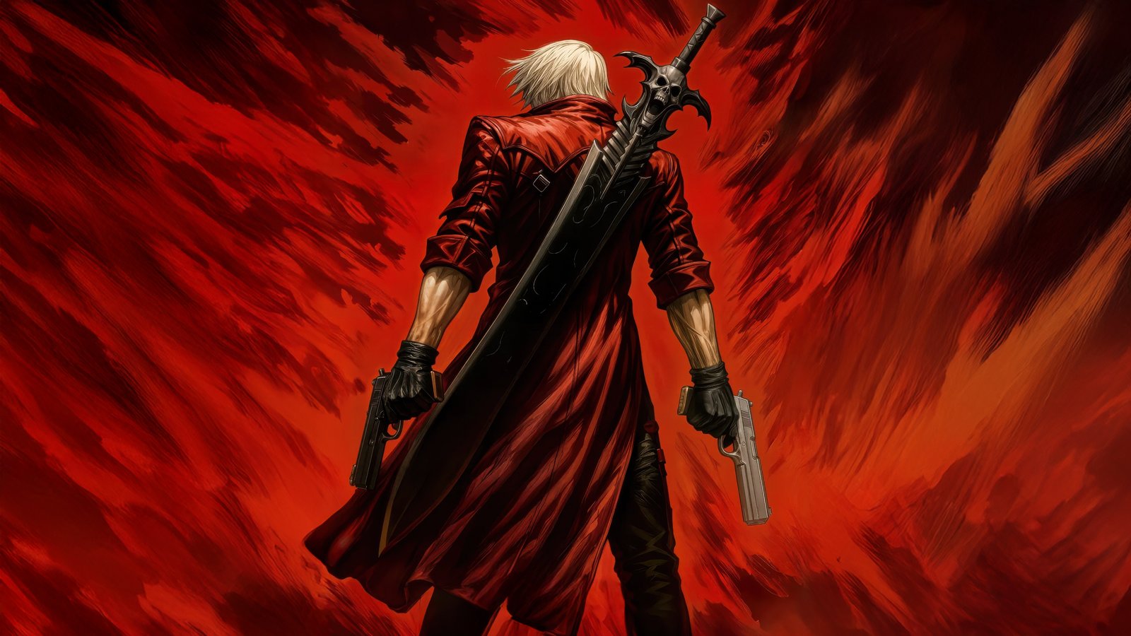 Dante Devil May Cry 4K Wallpaper Red Background & Sword Aesthetic - Games wallpaper - 4K