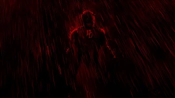 Daredevil Red Rain 4K Wallpaper – Dark Marvel Superhero Ultra HD Background