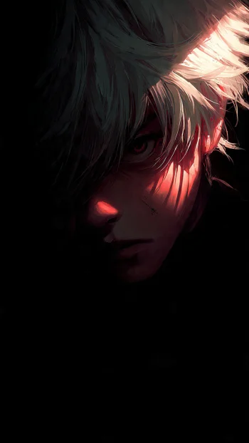 Dark Anime Boy Glowing Red Eye 4K Wallpaper