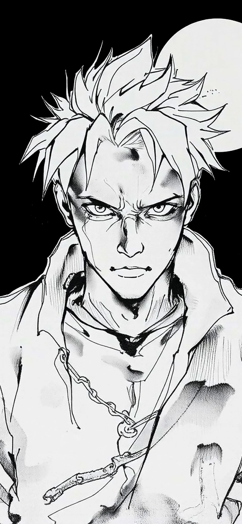 Dark Anime Boy Sketch Black And White Manga Art 4K Wallpaper - Anime wallpaper - 4K