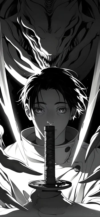 Dark Anime Samurai – Demon Shadow 4K Wallpaper