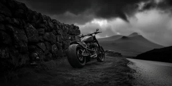 Dark Cruiser Motorcycle Black and White Wallpaper 4k