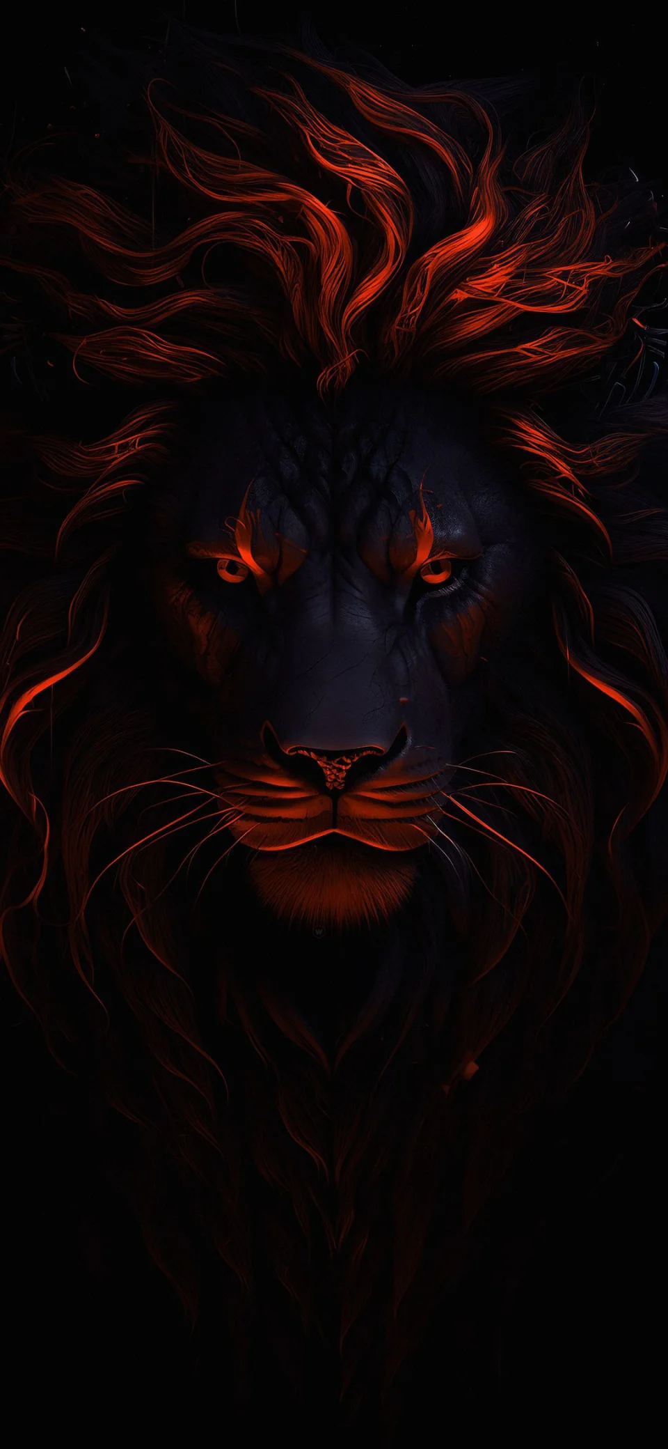 Dark Fire Lion Glowing Mane AMOLED Wallpaper - Animals wallpaper - 4K