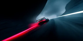 Dark Neon Race Car Speed Blur Wallpaper 4K