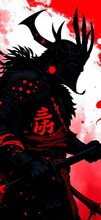 Dark Samurai Warrior Red Aesthetic 4K Wallpaper Japanese Armor Ultra HD Mobile Background