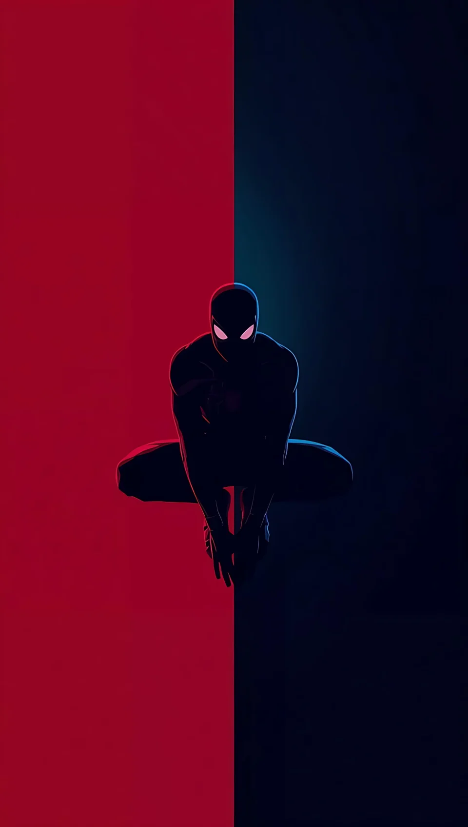 Dark Spider Man Wallpaper Red And Blue Split Aesthetic Silhouette - Superheroes wallpaper - 4K