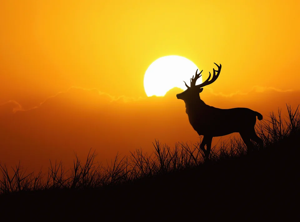 Deer Silhouette Sunset 4K Wallpaper - Animals wallpaper - 4K