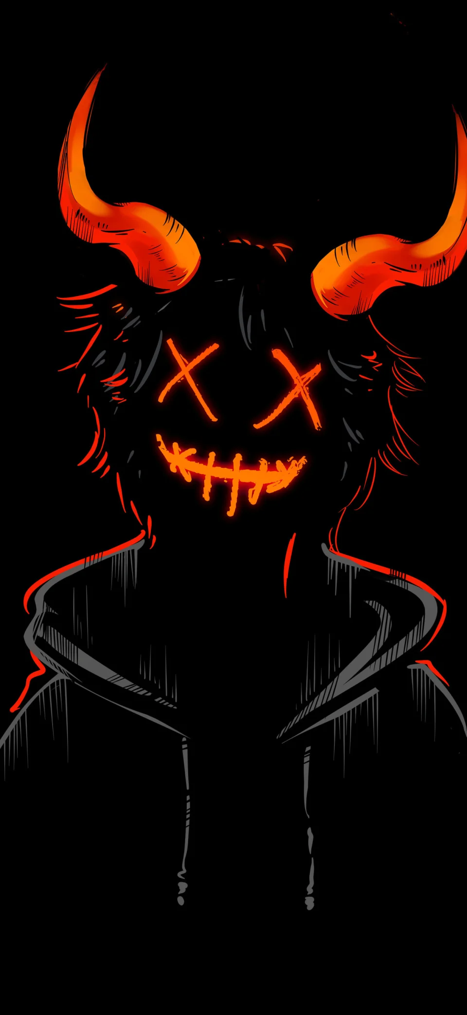 Devil Horns Anime 4K Wallpaper Glowing Mask Ultra HD Phone... - Artist wallpaper - 4K