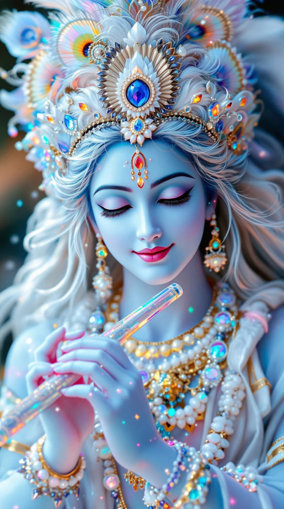 Divine Radha Krishna Flute Glow 4K Wallpaper - God wallpaper - 4K