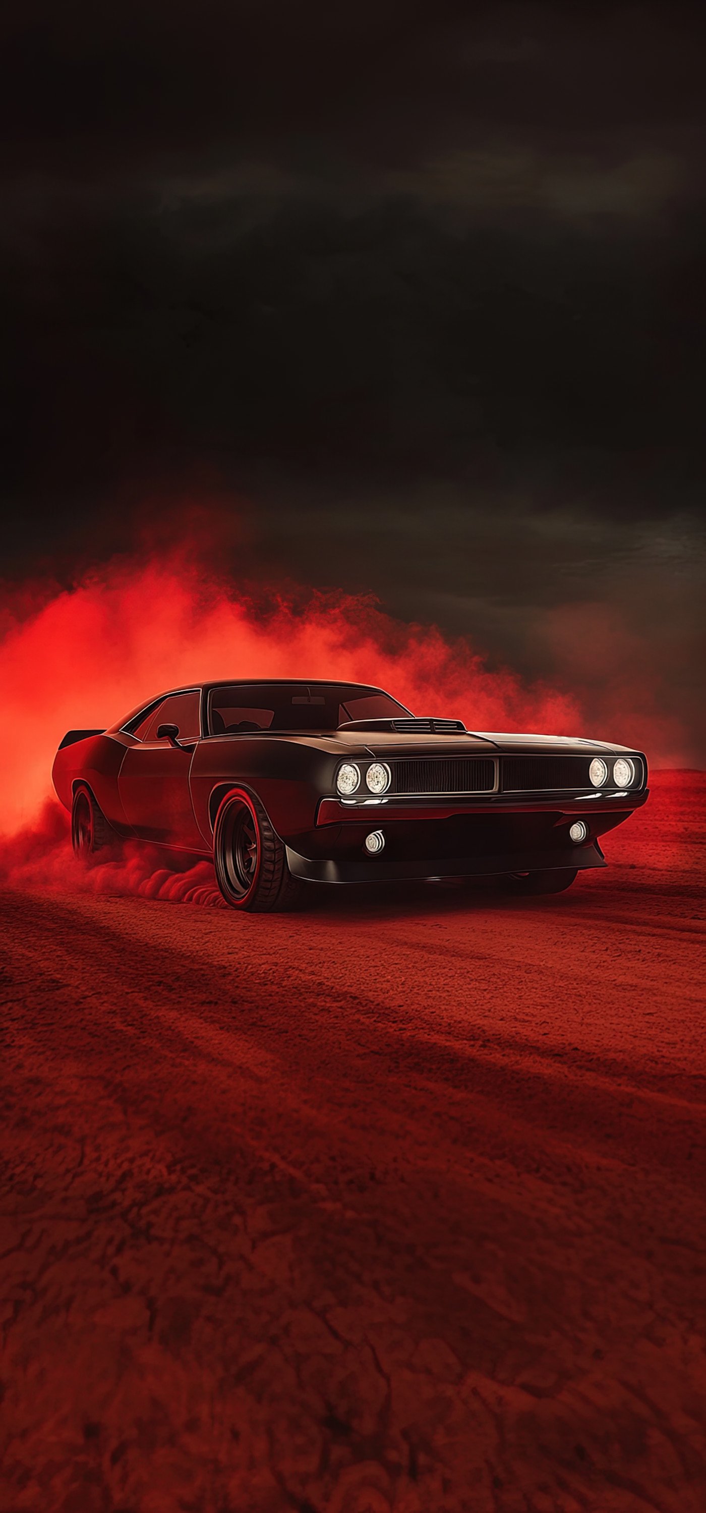 Dodge Challenger Wallpaper 4K - Dark Muscle Car Red Smoke Drift Background - Cars wallpaper - 4K