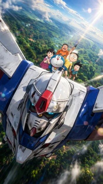 Doraemon Adventure Sky Ride 4K Wallpaper