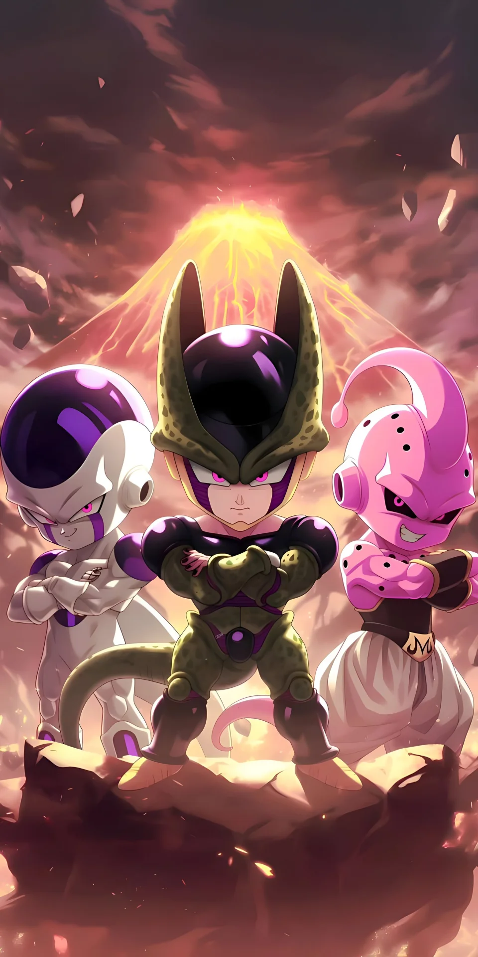 Dragon Ball Villains Wallpaper 4K Frieza Cell & Majin Buu - Anime wallpaper - 4K