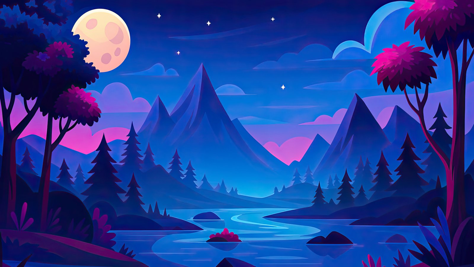 Dreamy Night Landscape art 4k wallpaper - Artist wallpaper - 4K