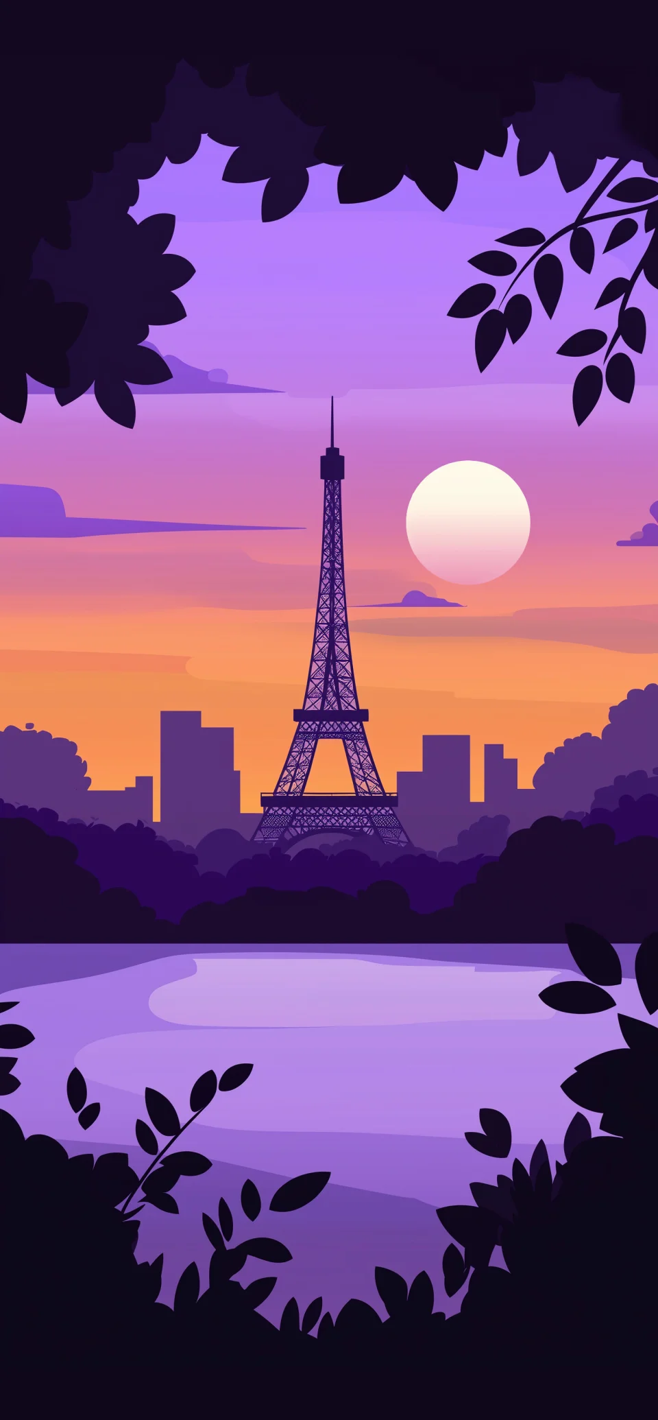 Eiffel Tower Purple Sunset Wallpaper 4K - Paris Vector Art... - Artist wallpaper - 4K
