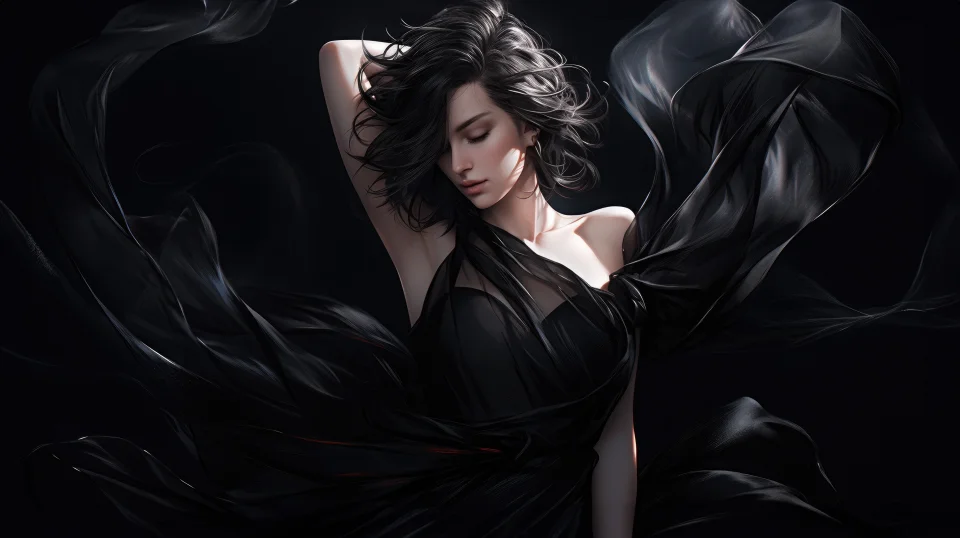 Elegant Woman Black Silk Dress 4K Wallpaper Dark Fashion... - Girls wallpaper - 4K