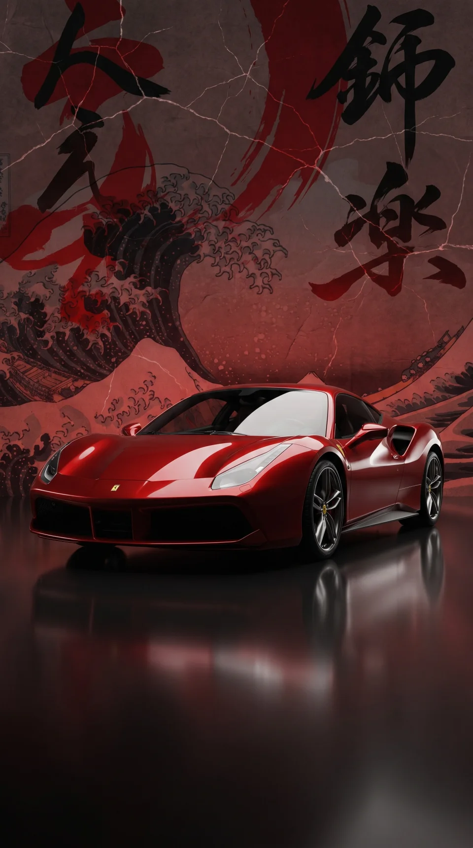 Ferrari 488 Crimson Wave 4K Phone Wallpaper - Cars wallpaper - 4K