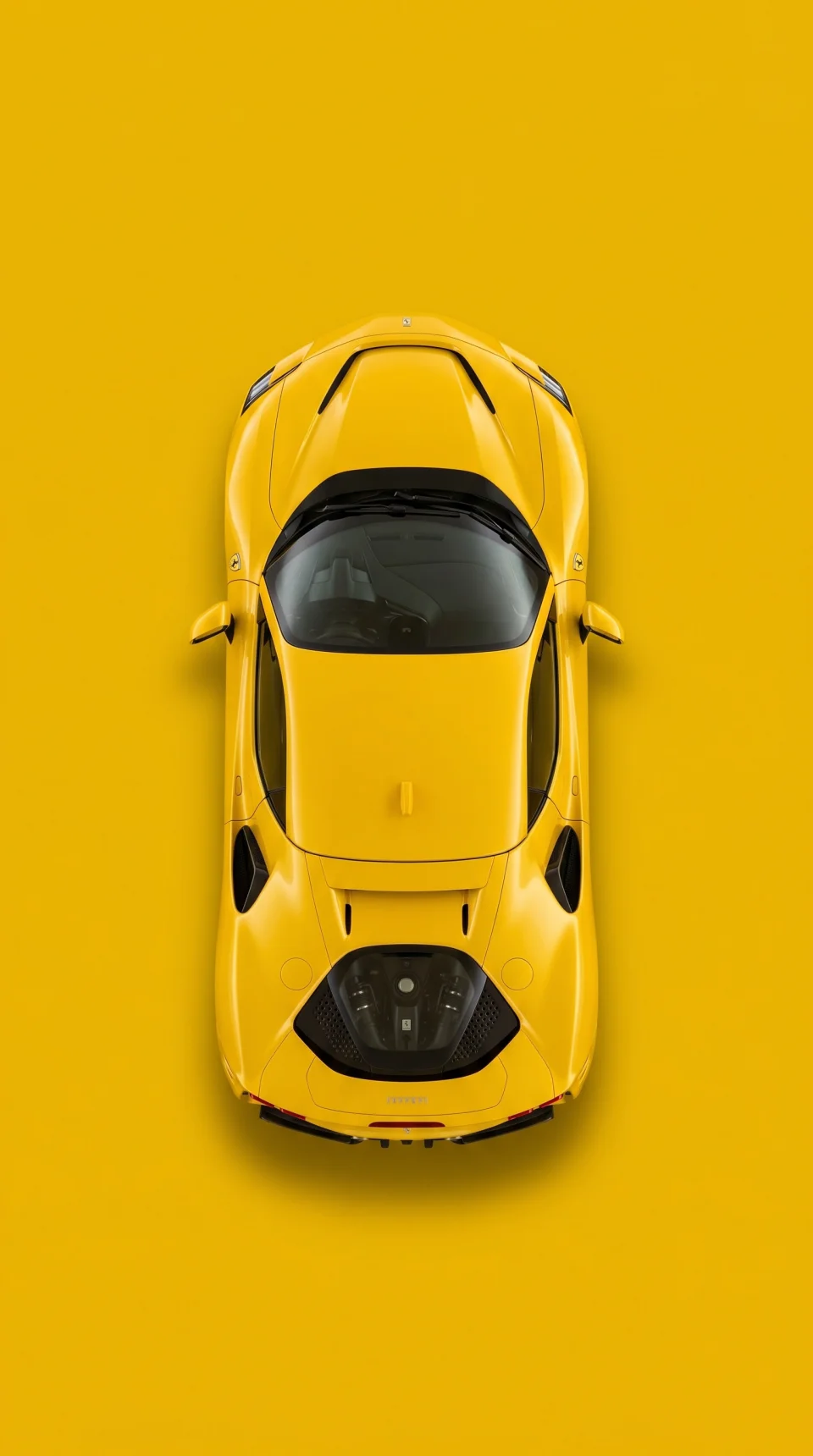 Ferrari Yellow Top View 4K Phone Wallpaper - Cars wallpaper - 4K