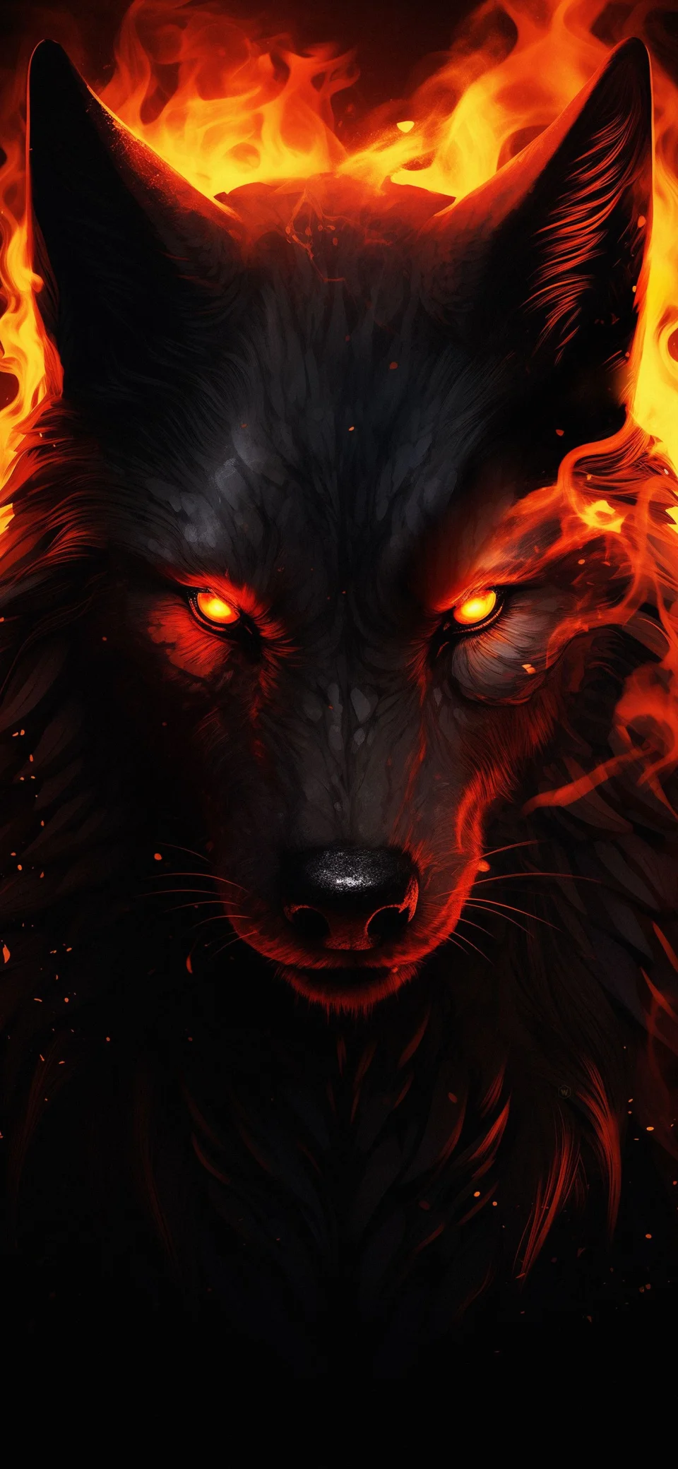 Fire Wolf 4K Wallpaper Dark Fantasy Ultra HD Mobile Background - Animals wallpaper - 4K