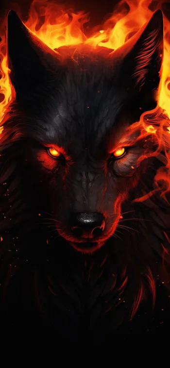 Fire Wolf 4K Wallpaper – Dark Fantasy Ultra HD Mobile Background