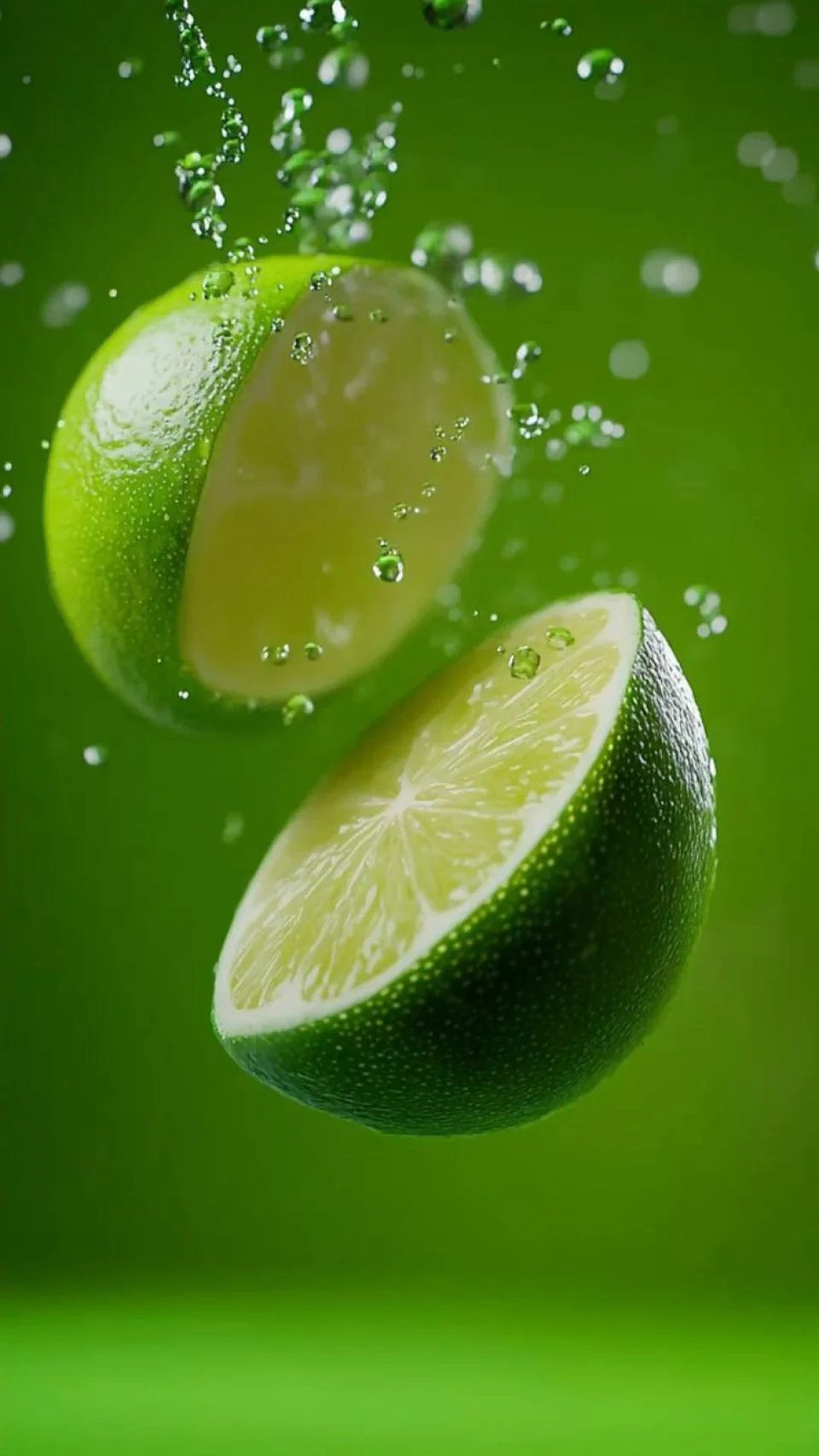 Fresh Lime Splash 4K Wallpaper Green Monochromatic Aesthetic - Food wallpaper - 4K