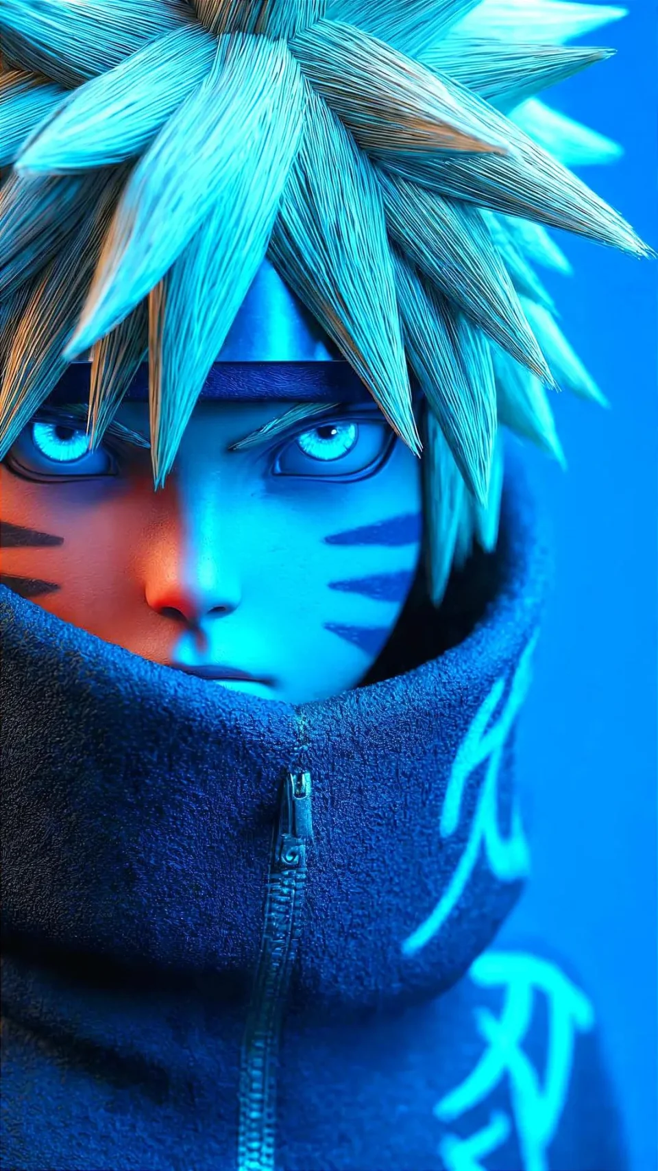 Frozen Chakra The Blue Shadow Awakens Phone Wallpaper - Anime wallpaper - 4K