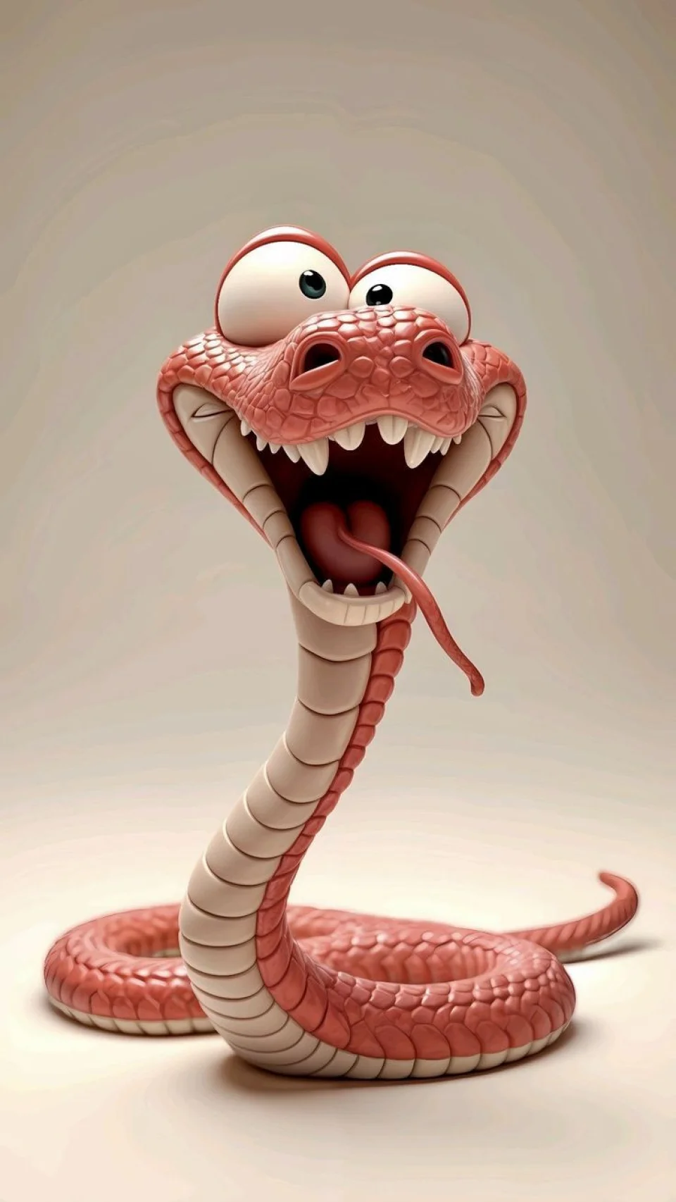 Funny 3d Cartoon Snake Wallpaper Red Reptile Aesthetic - Funny wallpaper - 4K