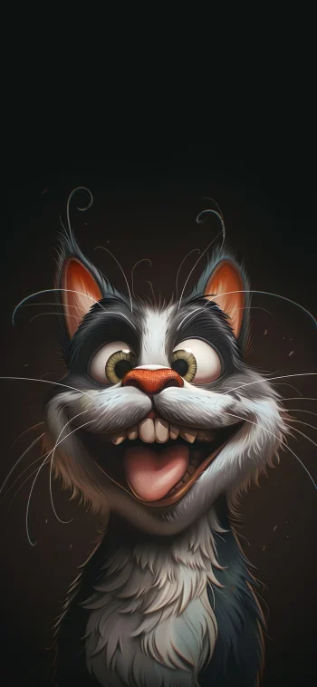 Funny Cartoon Cat 4K Wallpaper – Cute Crazy Cat Ultra HD Mobile Background