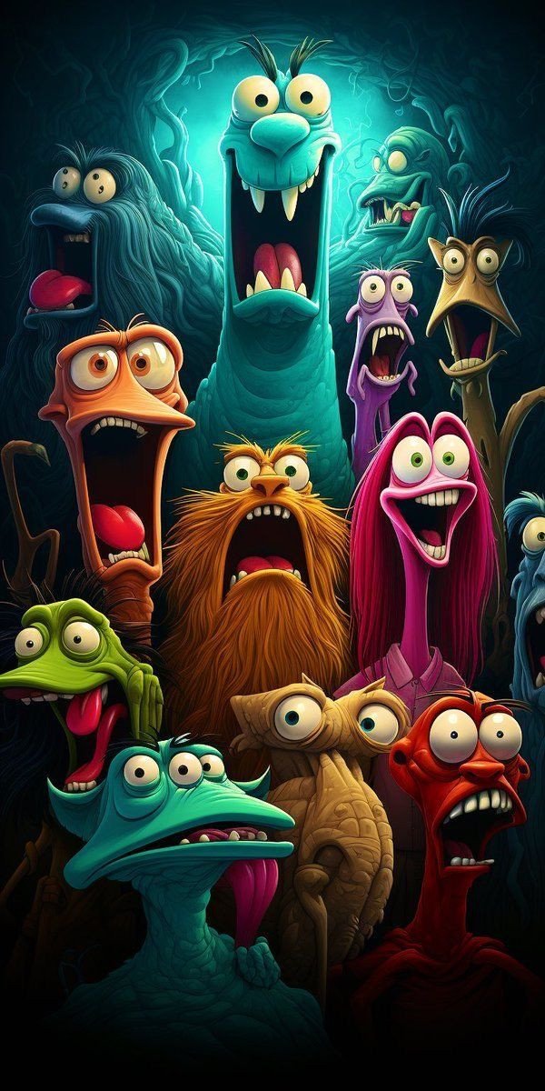 Funny Colorful Monsters 4K Wallpaper 3D Cartoon Aesthetic - Funny wallpaper - 4K