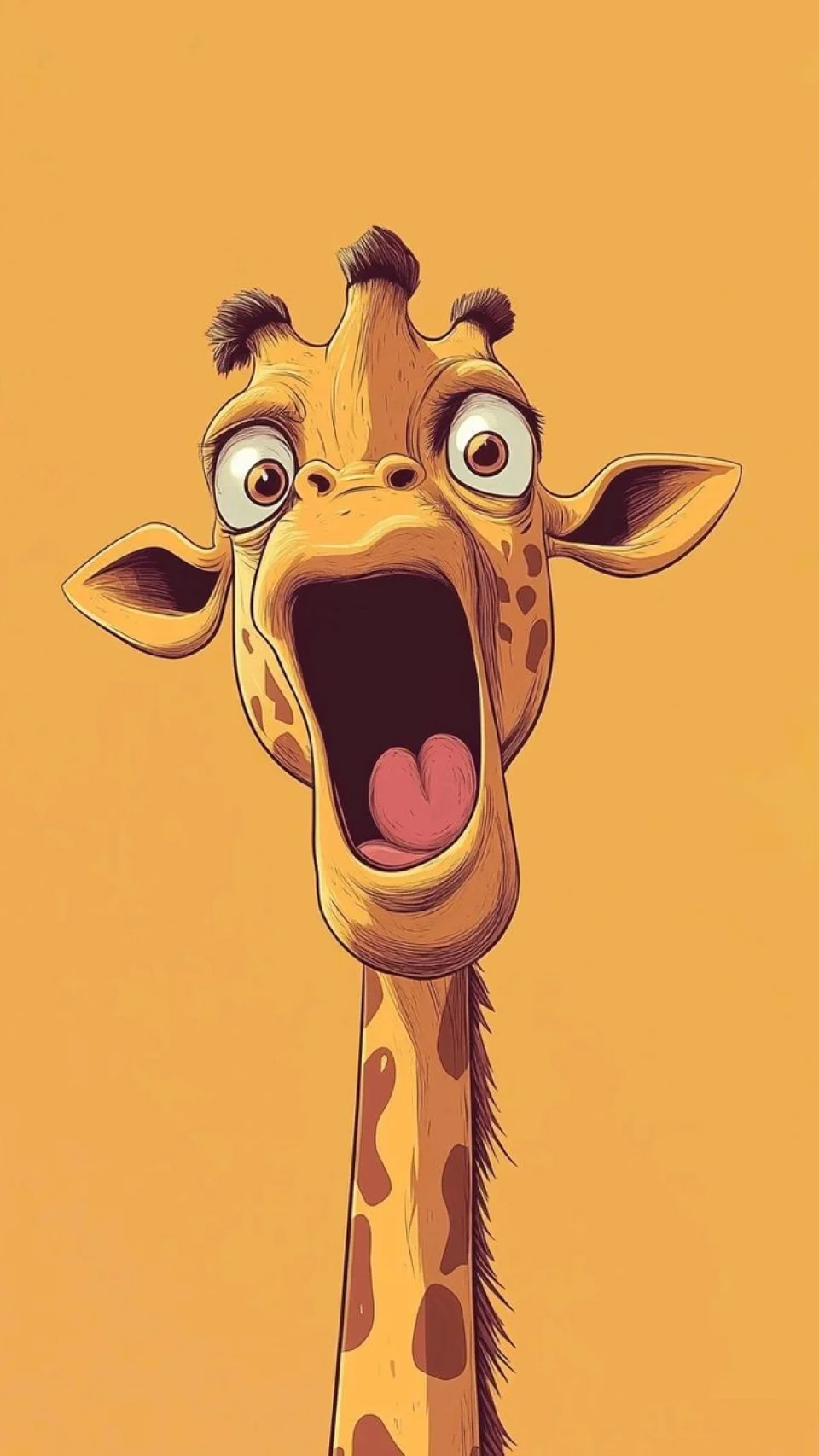 Funny Screaming Giraffe Wallpaper Yellow Cartoon Aesthetic - Funny wallpaper - 4K