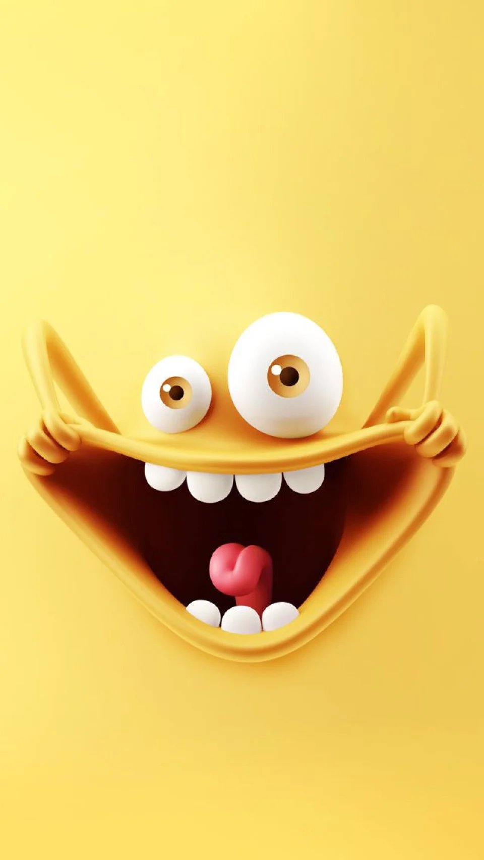 Funny Yellow Face Pulling Mouth 4K Wallpaper 3d Cartoon Aesthetic - Funny wallpaper - 4K