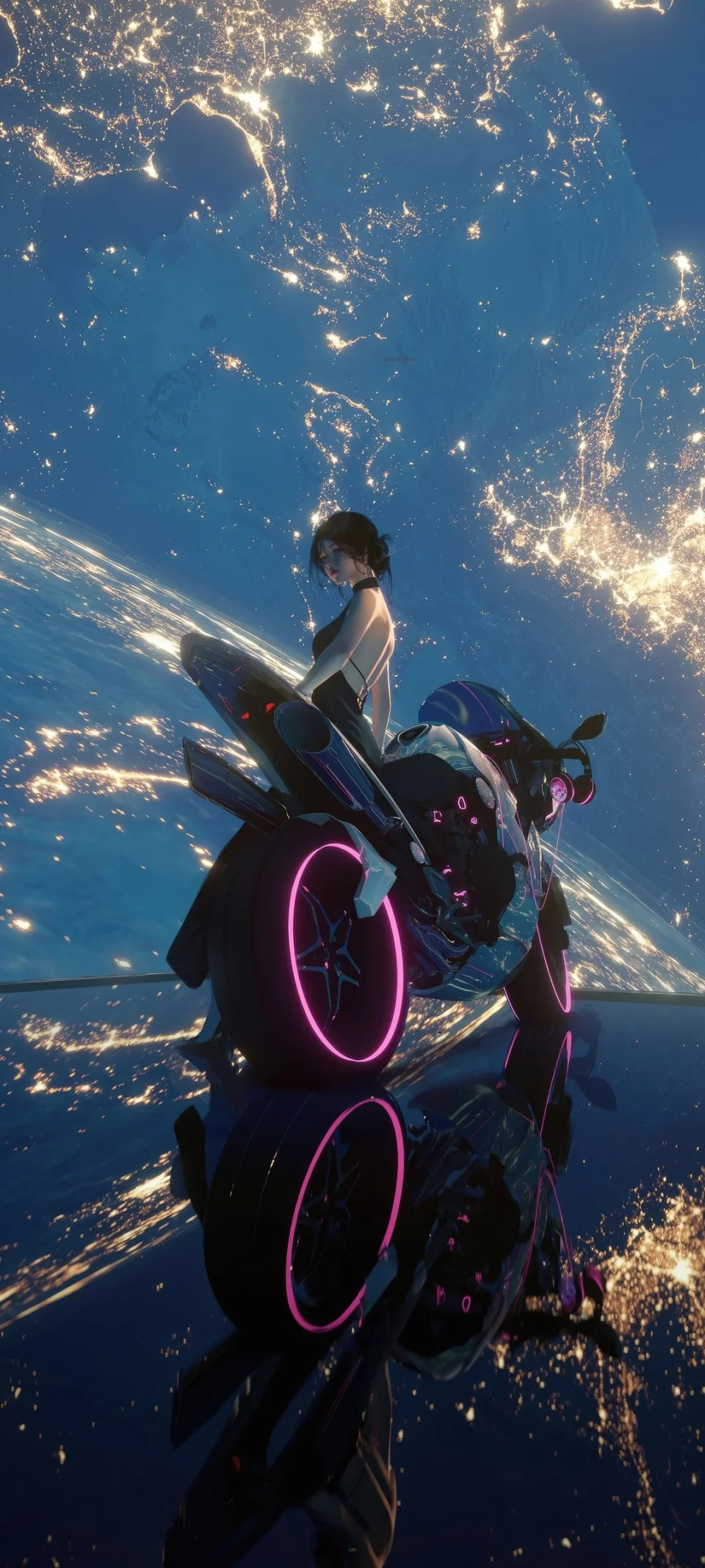 Futuristic Neon Bike Wallpaper 4K Cyberpunk Motorcycle Space... - Bikes wallpaper - 4K