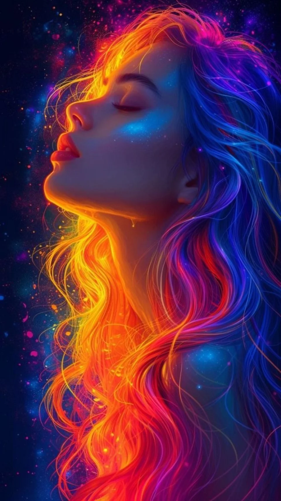 Galaxy Woman Profile 4K Wallpaper Colorful Space Aesthetic - Girls wallpaper - 4K