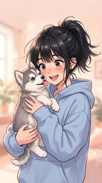 girl dog love wallpaper