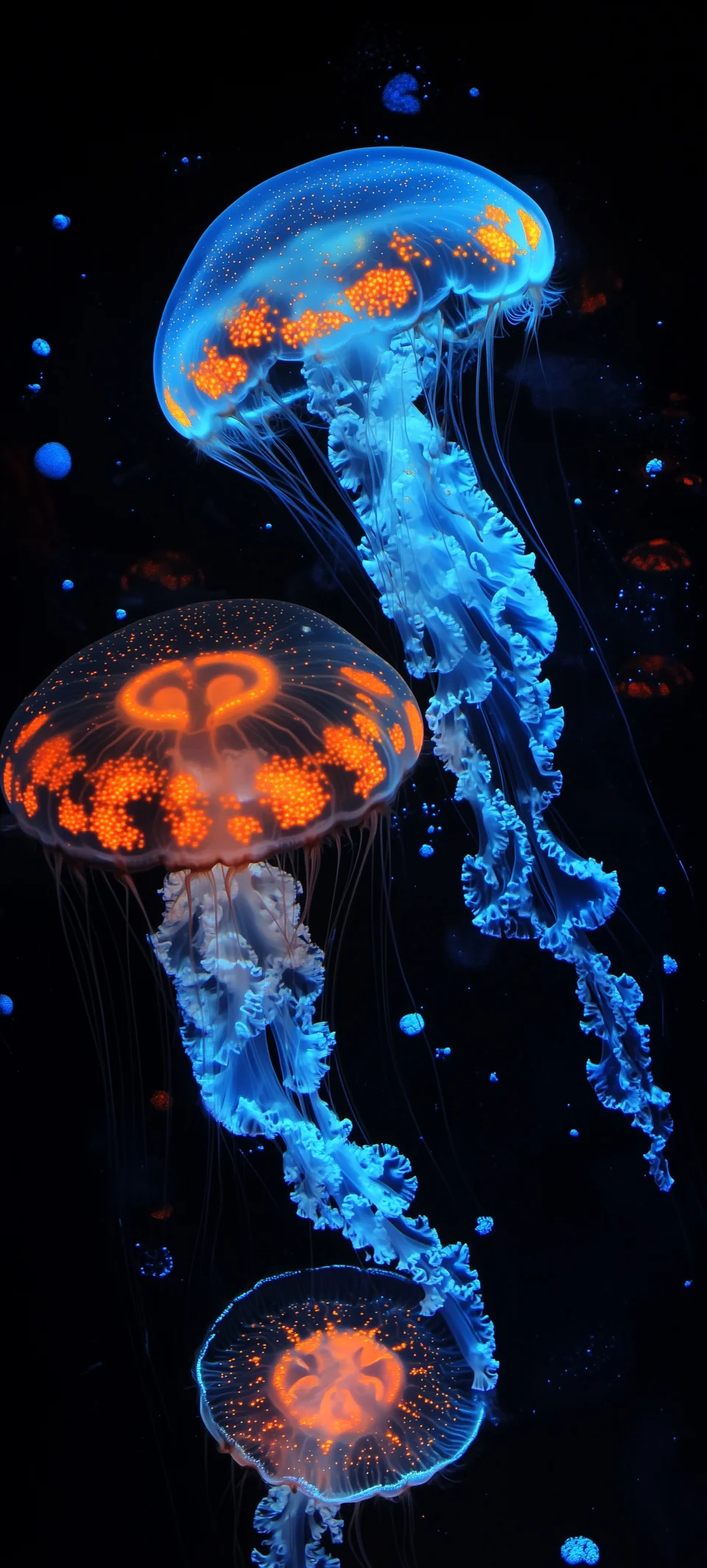 Glowing Bioluminescent Jellyfish AMOLED 4K Wallpaper - Animals wallpaper - 4K