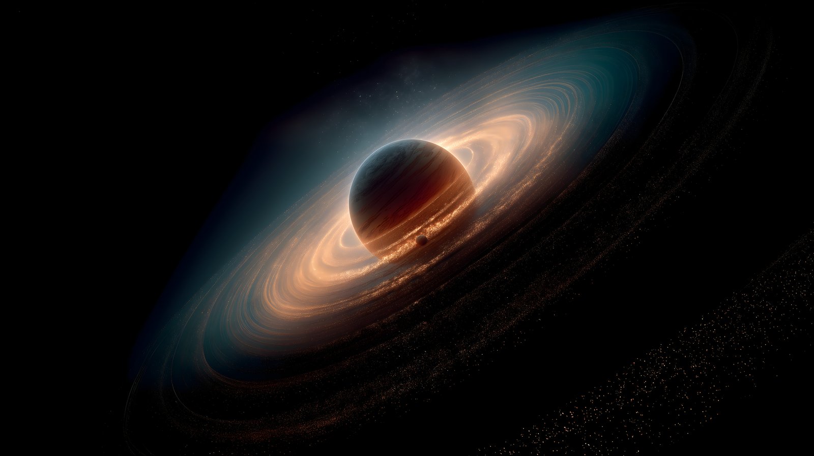 Glowing Ringed Planet Wallpaper 4K | Deep Space AMOLED Desktop Background - Space wallpaper - 4K