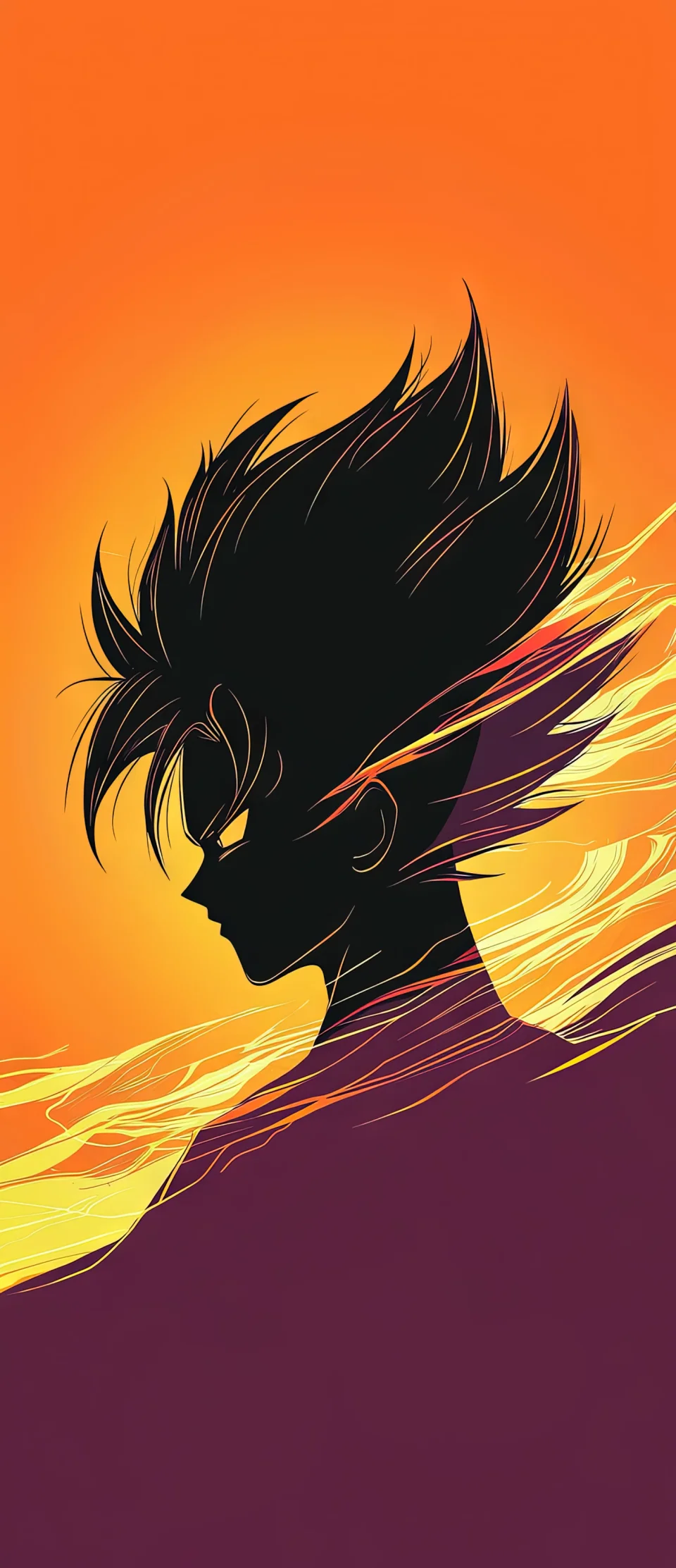 Goku Silhouette Wallpaper 4K - Minimalist Dragon Ball Z Orange... - Anime wallpaper - 4K