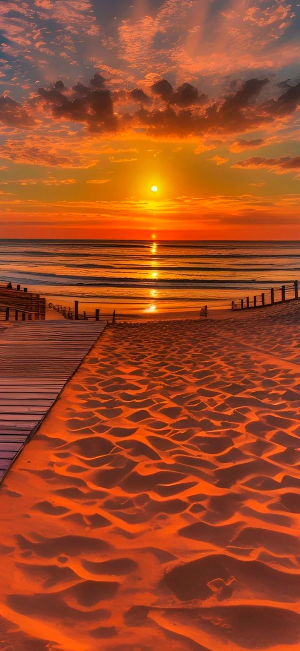 Golden Sunset Beach 4K Wallpaper Ocean Waves Evening Sky Ultra... - Nature wallpaper - 4K