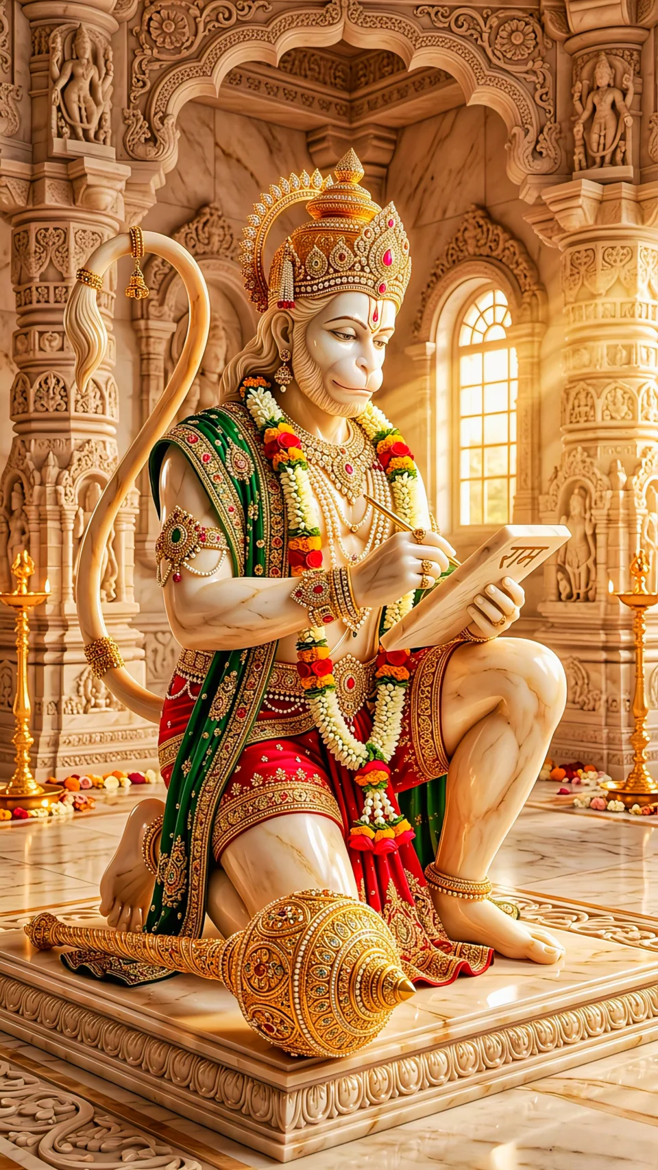 Hanuman Ji Bhakti Scene 4K Spiritual Wallpaper - 3D wallpaper - 4K